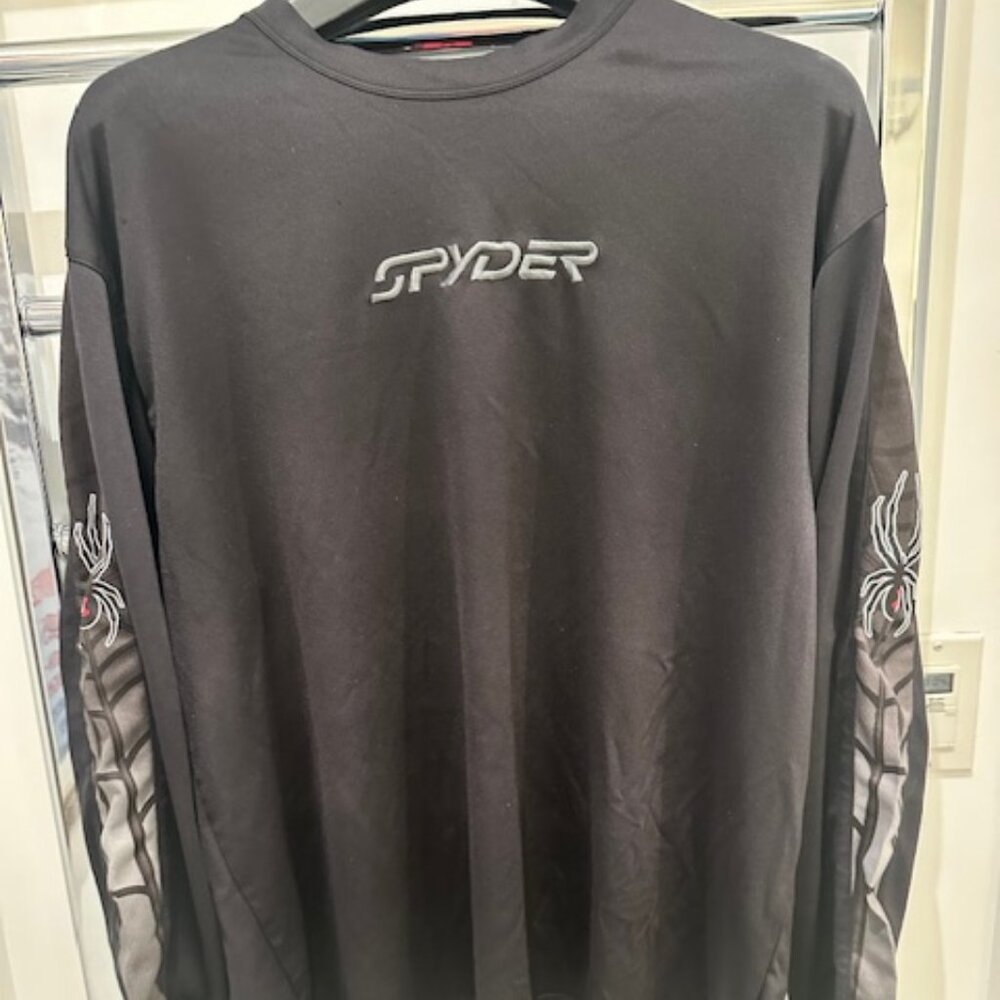 Men's Spyder L/S Black Top or Base Layer. XXL